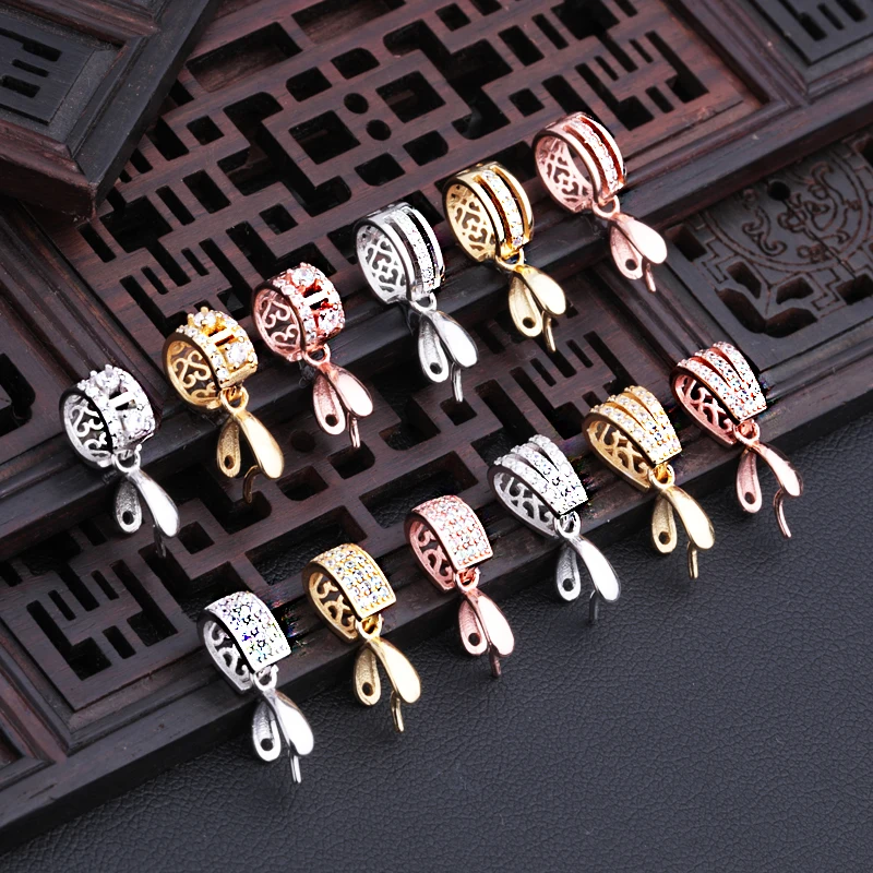 925 Sterling Silver Color Pendant Clip Clasp Pinch Bail Pendant Connectors Bail Beads Jewelry Findings DIY Jewelry Accessories