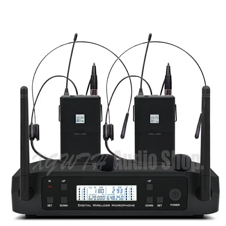 2 Headset Mic UHF GLXD4 Караоке ручной музыкальный инструмент поясной беспроводной микрофон 2 канала частота регулируемая профессиональная система - Цвет: 2 Headset Mic