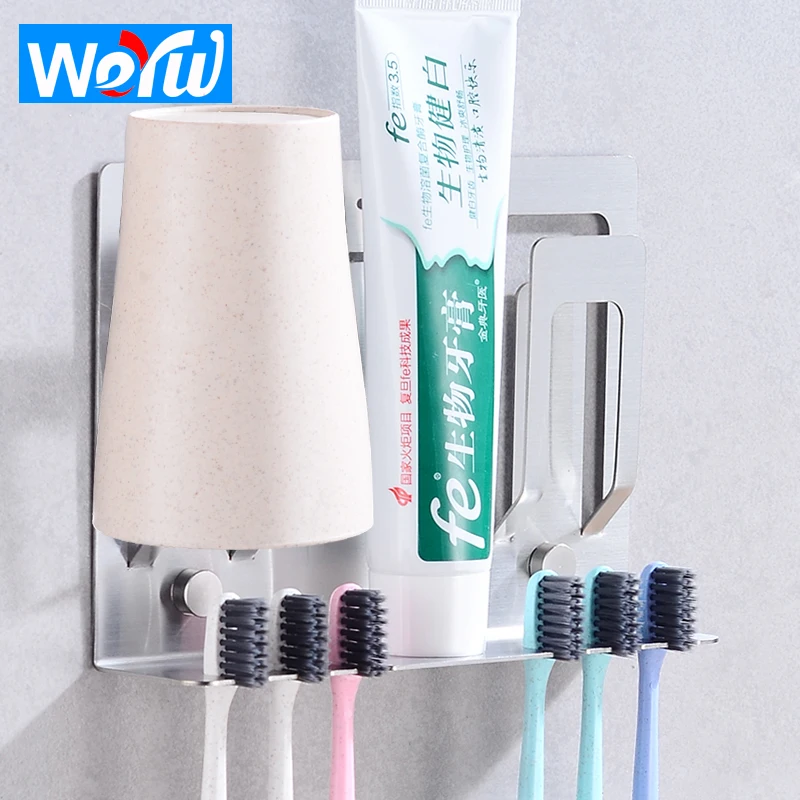 Toothbrush Holder Stainless Steel Black Cup Tumbler Holders Double Bathroom Accessories Set 2 Wall Mounted | Обустройство дома