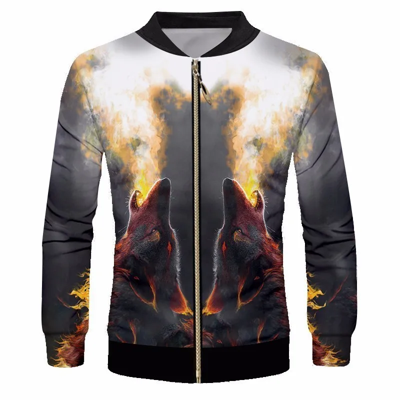 OGKB 2018 Новая модная куртка с животными 3d повседневная крутая принтом пожарное