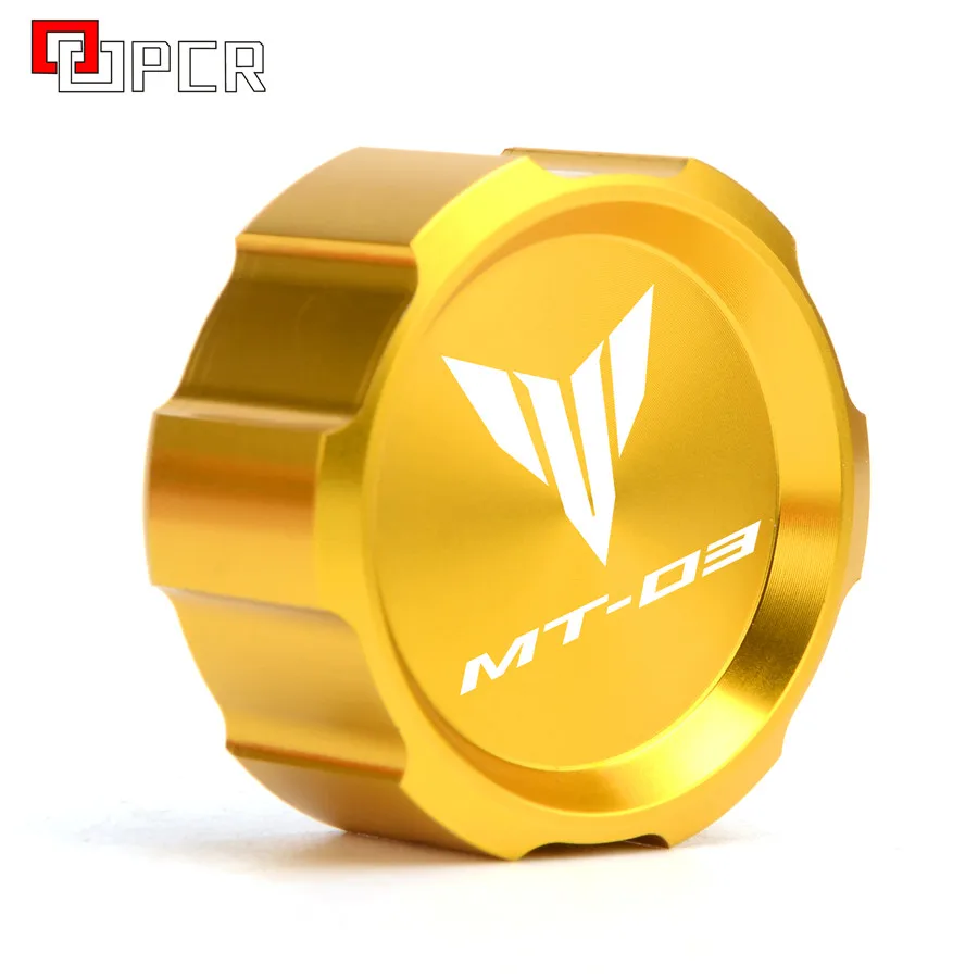 Rear gold Высококачественный с логотипом MT-03 черный и синий CNC цилиндр для жидкости главный резервуар Крышка для Yamaha MT03 ABS MT 03 - Цвет: Rear gold