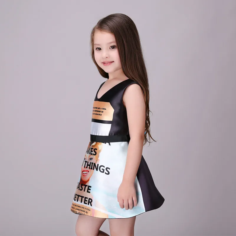 Девушки принцесса печатных малышей платья летние для девочек новые печати