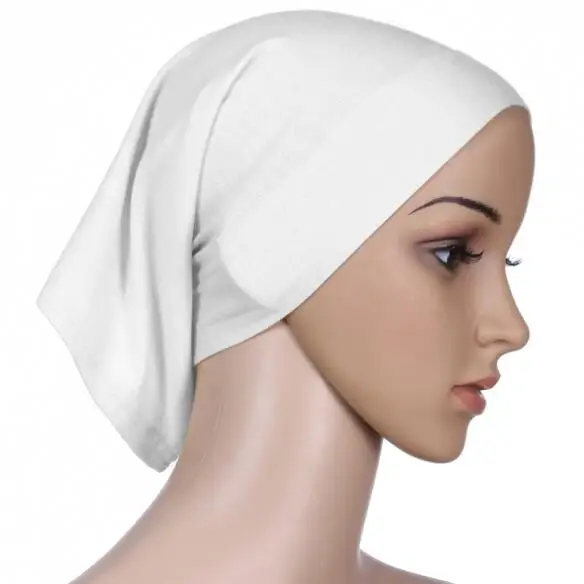 inner hat white Женский хлопковый шарф из вуали, плиссированные Квадратные блоки, простая шаль, мусульманский хиджаб, шарфы, головной шарф, обертывания - Color: inner hat white