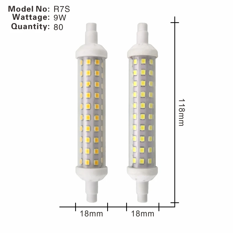 9W 118mm R7S светодиодный светильник 12 Вт 9 Вт 6 Вт SMD 2835 78 мм 118 мм 135 мм R7S светодиодный светильник лампы AC220V энергосберегающие лампы заменить галогенные лампы светильник - Испускаемый цвет: 9W 118mm