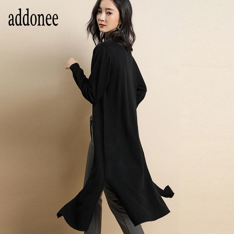 Женские кашемировые шерстяные кардиганы Теплые повседневные длинные пальто с