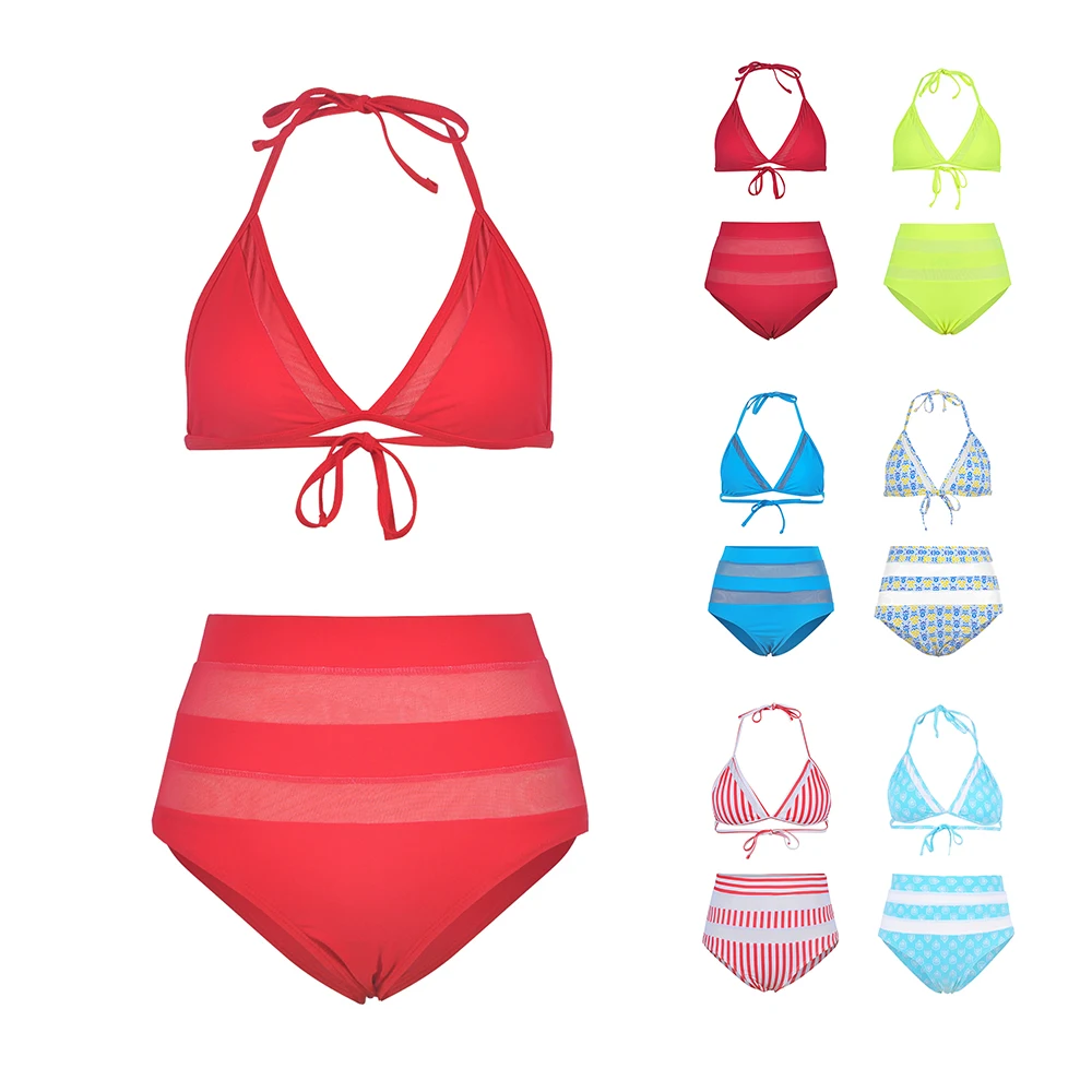 Комплект бикини 2019 Новый пуш ап купальник с высокой талией купальный костюм