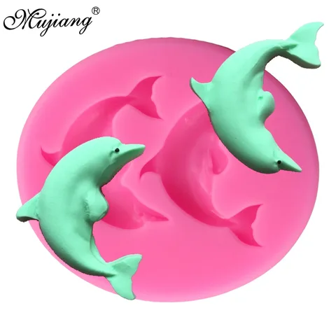 Mujiang Dolphin Silicone Mold 3D Fondant Soap Chocolate Candy Molds Sugarcraft Cake Decoration Tools Kitchen Baking Moulds CT666
