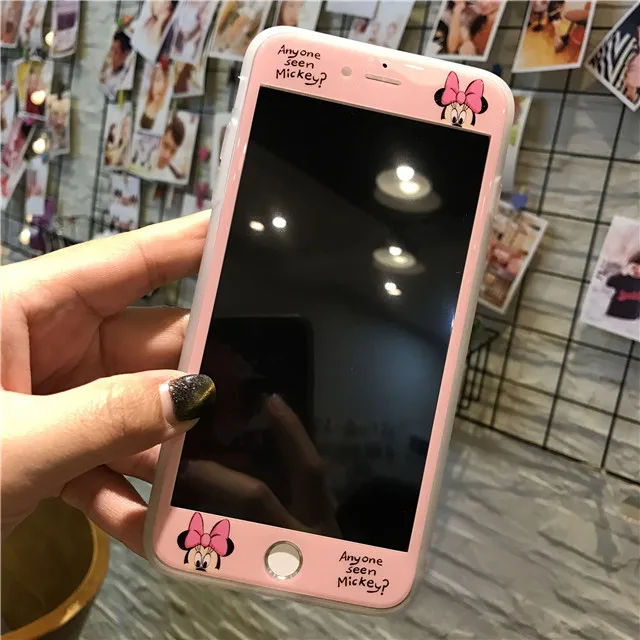 Renda мультфильм животных шаблон закаленное стекло для iPhone 7 8 6 6s плюс 3D полное покрытие протектор экрана - Цвет: 7