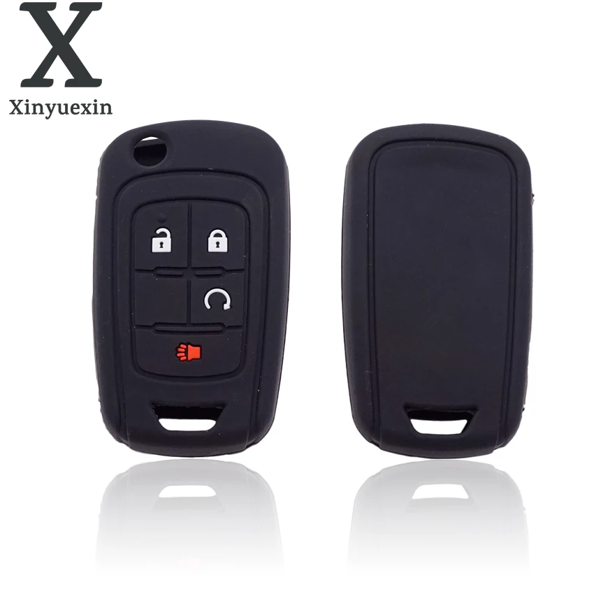 

Xinyuexin 4 Buttons Silicone Car Key Cover Fob for Chevrolet Equinox 2010-2018 For Trax 2015-2016 Folding Remote Key Shell