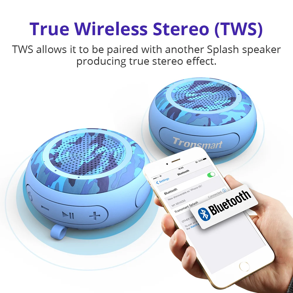 Портативный синий Камуфляжный элемент Splash Bluetooth динамик IP67 Водонепроницаемый