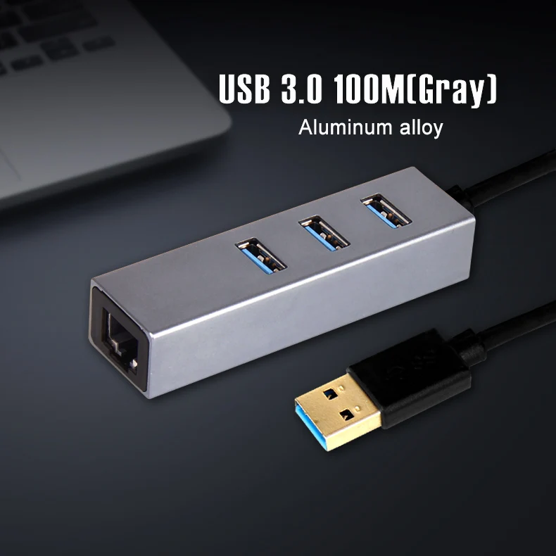 Usb 3.0 100M Gray Ofccom USB 3,0 Hub Ethernet сетевой адаптер 3 Порты USB 3,0 концентратор для RJ45 Lan 10/100/1000 м сетевая карта для Macbook оконные рамы - Цвет: Usb 3.0 100M Gray