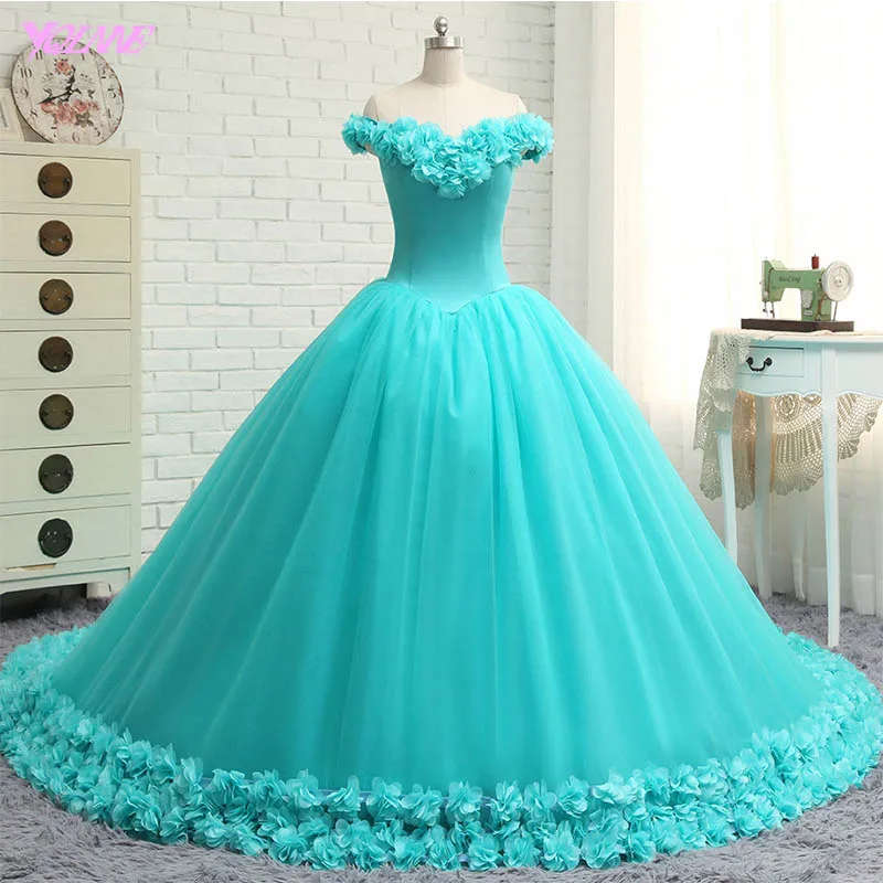 YQLNNE Vestido дебютантное платье бальное платье Бальные платья с открытыми плечами 3D цветы сладкий 16 платье Vestidos De 15 Anos - Цвет: Such as picture
