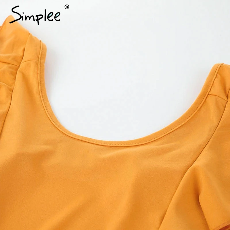 Simplee спинки оборками подол мини платье бабочка рукав Высокая талия вечернее