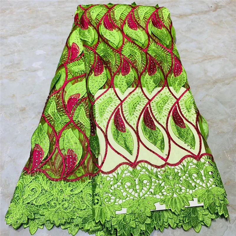 Tollola Latest Green African Lace Fabric 2019 High Quality Nigerian Fabrics 3D Flower French Tulle With Stones | Дом и сад
