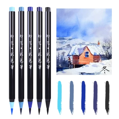 

Multicolour soft-bristle pen soft head calligraphy brush cartoon pen beautiful water color pen brush 5 colors spring art marker