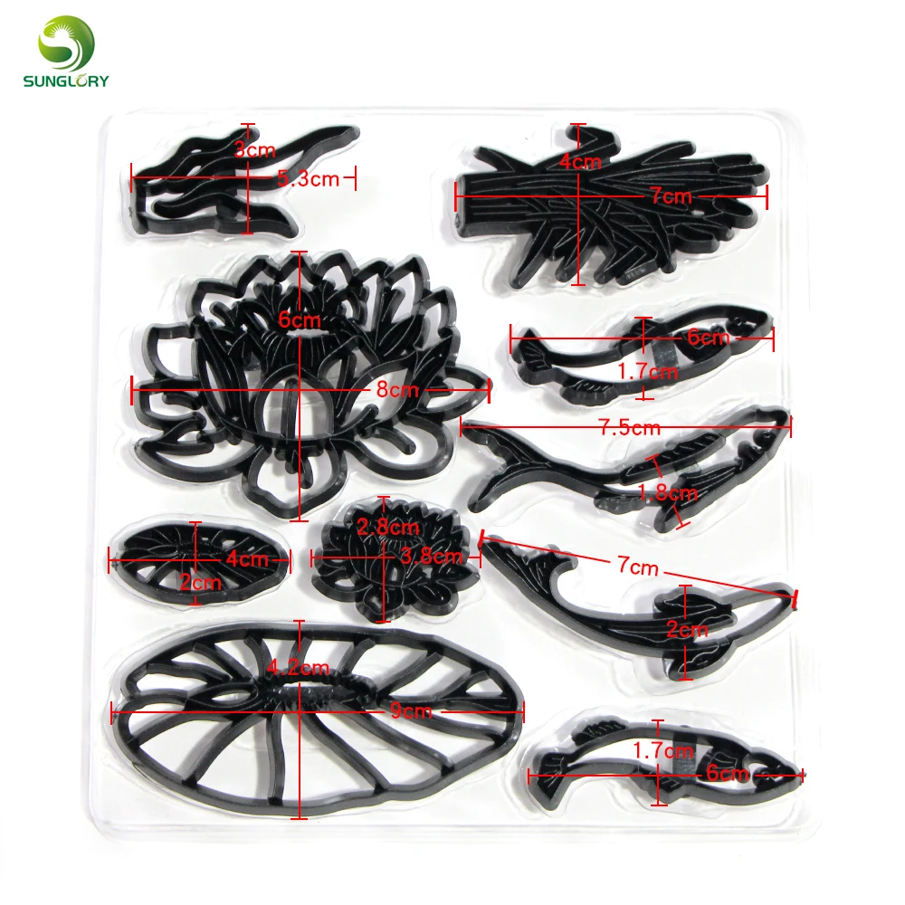 10 шт./компл. Лотос пруд тема резак для печенья пластиковые рыбы Форма помады