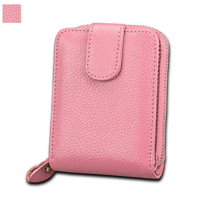 light pink Натуральная кожа ID держатель для карт Портмоне карты кошелек унисекс банк Кредитная карта бизнес держатель для карт водительские права держатель HB154 - Цвет: light pink