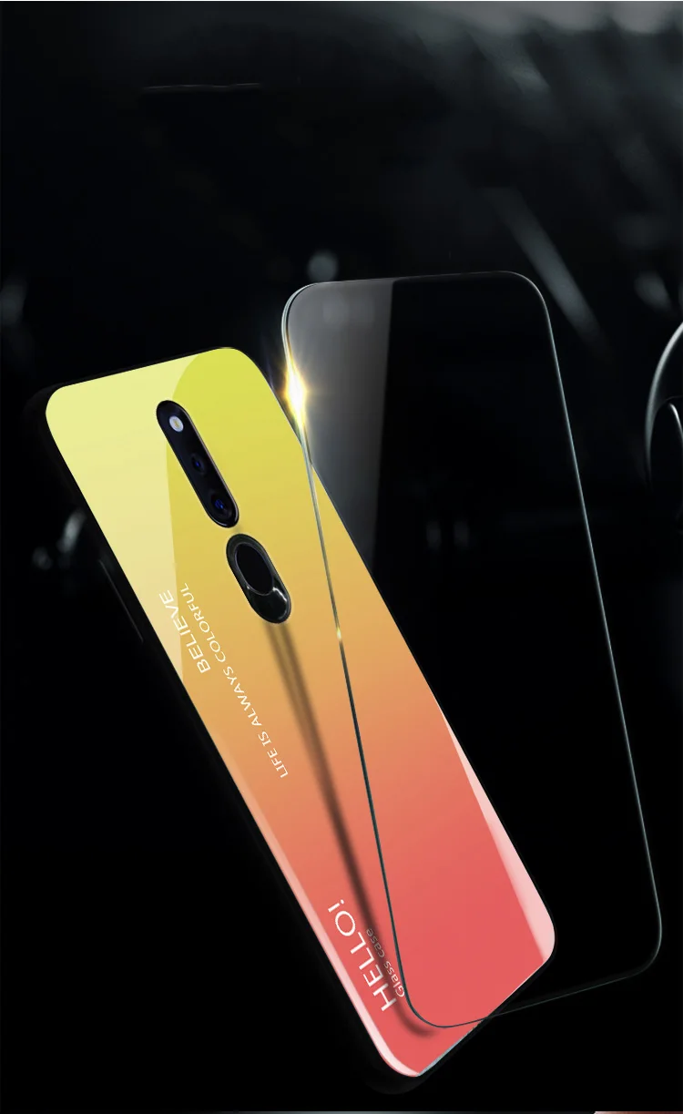 Vintage Case For OPPO F11 Pro /F11 Gradient Tempered Glass Back Protective Bright Reno 10 10x Zoom Capa Fundas Z Coque |