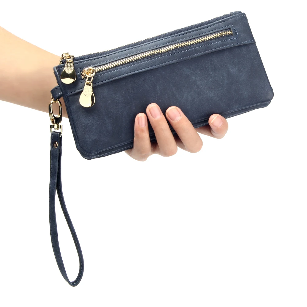 Elegant Wallet for Women with Wristlet Matter Leather Long Wallets Ladies Clutch Purse Multi Credit Card Holder Zipper Phone Bag | Багаж и