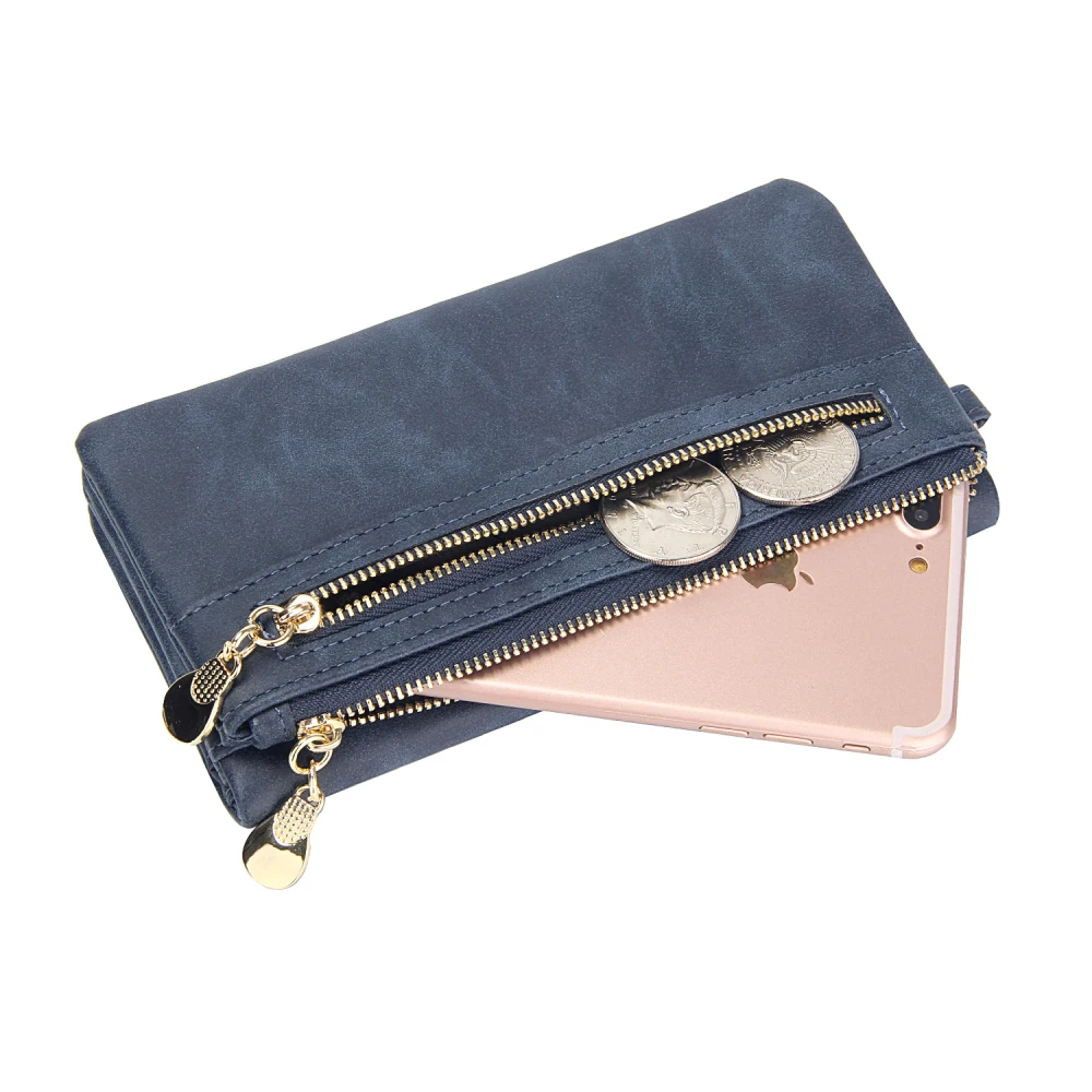 Elegant Wallet for Women with Wristlet Matter Leather Long Wallets Ladies Clutch Purse Multi Credit Card Holder Zipper Phone Bag | Багаж и