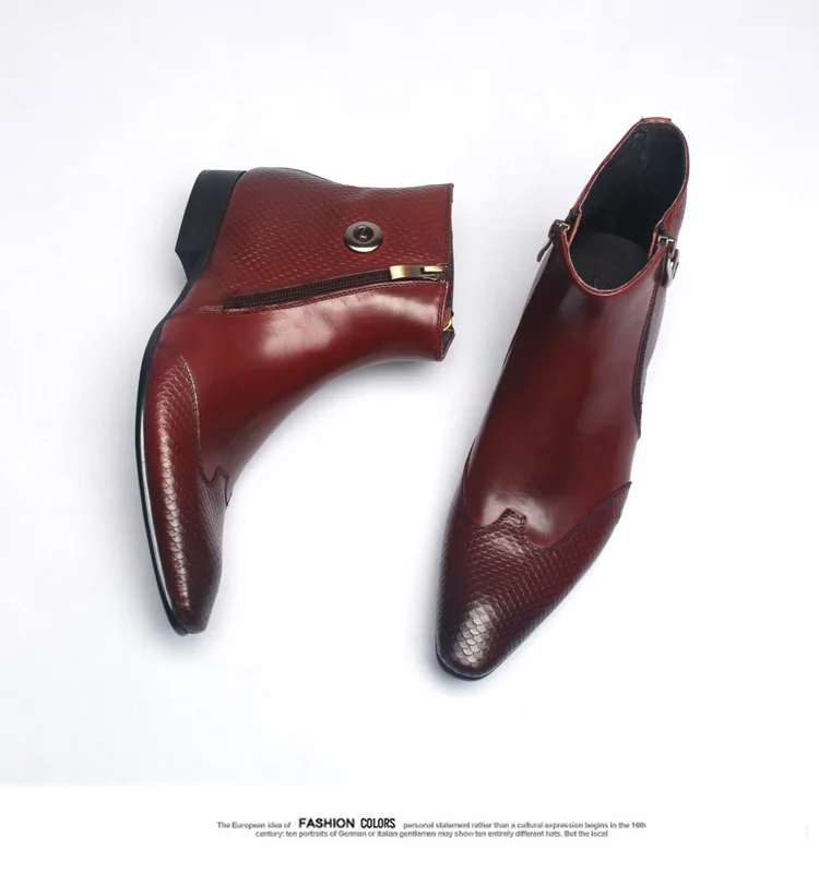 

Wine Red Black Zippers Fashion Man Ankle Boots Shoes Runway Genuine Leather Male Combat Martin Boots Shoes Sapatos Hombre