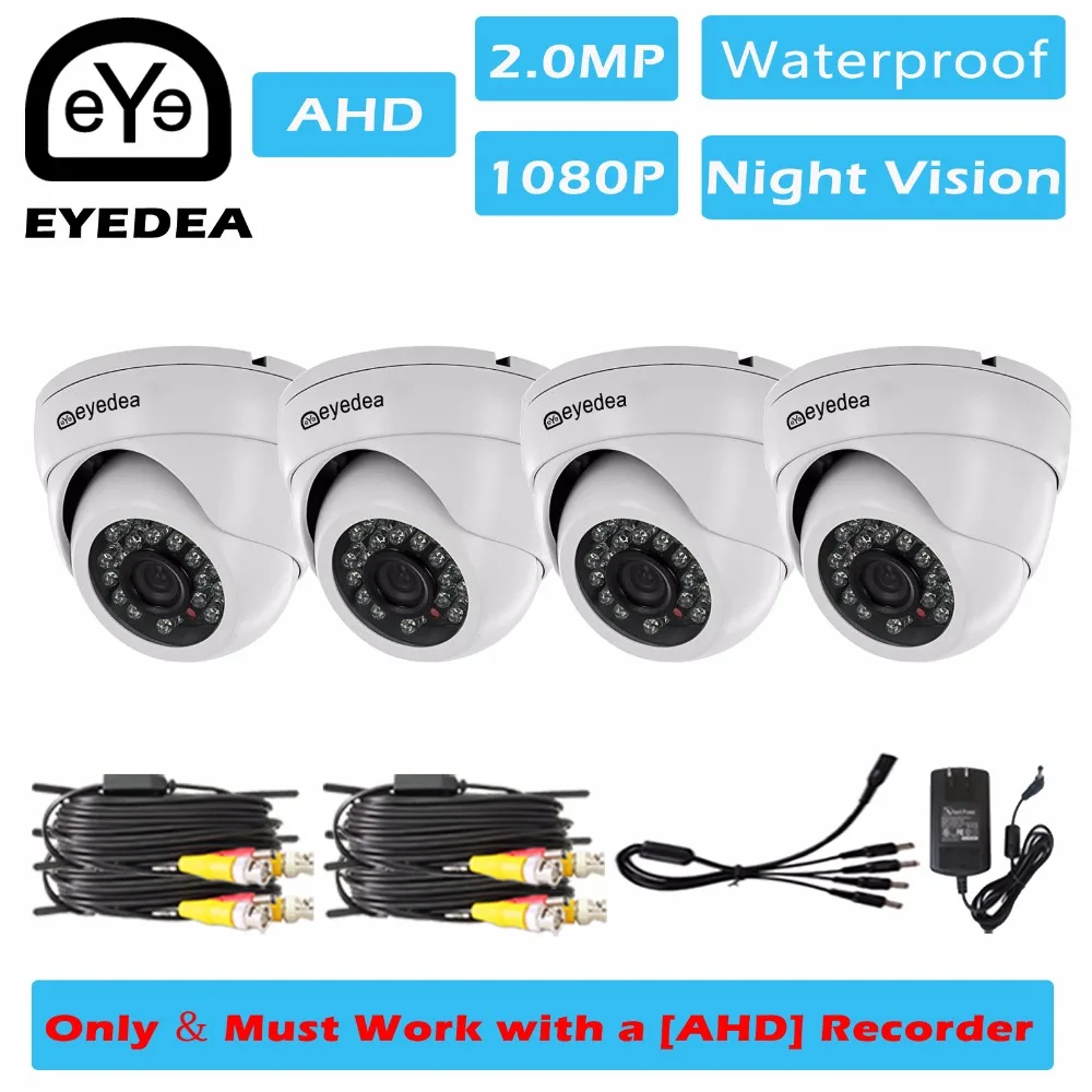 Эйедея 4 pcs1080p 2.0mp Купол белый металл Крытый Водонепроницаемый Товары теле и