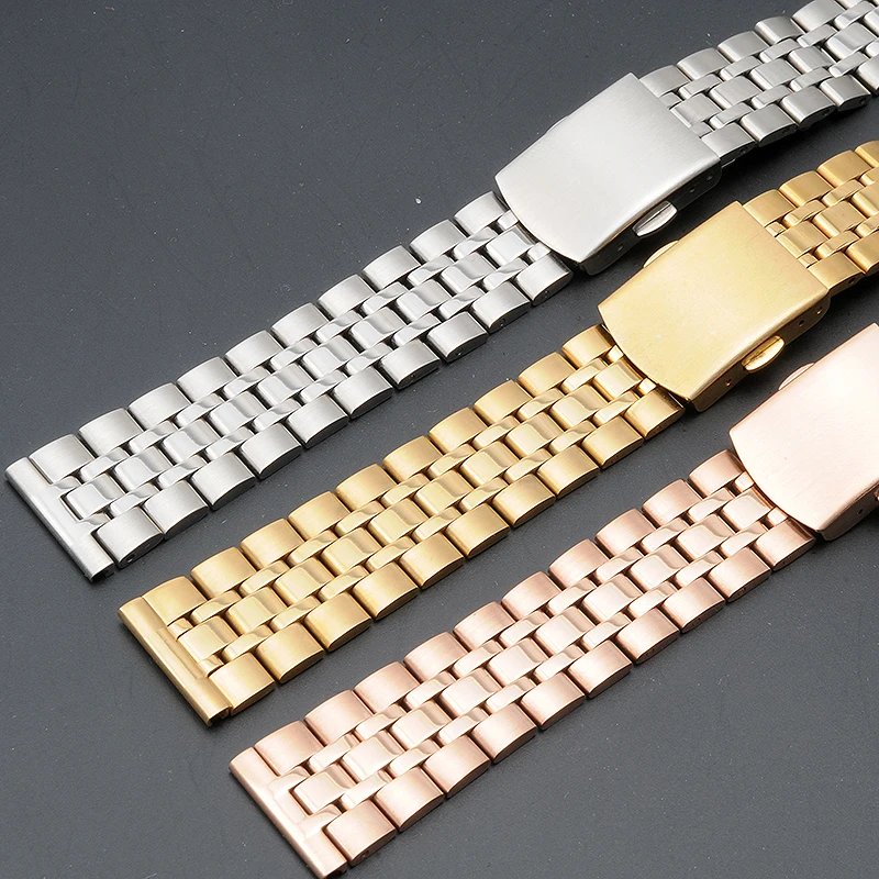 10MM 12MM 14MM 16MM 18MM 20MM Stainless Steel Watchbands Women Metal Watch Straps Silvery Golden Rose gold Watch bands