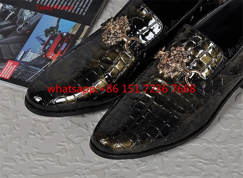 New Fashion Shoes Men Slip On Loafers Wedding Oxfords Business Formal Brogues Patent Leather Dress Zapatos Mujer | Обувь