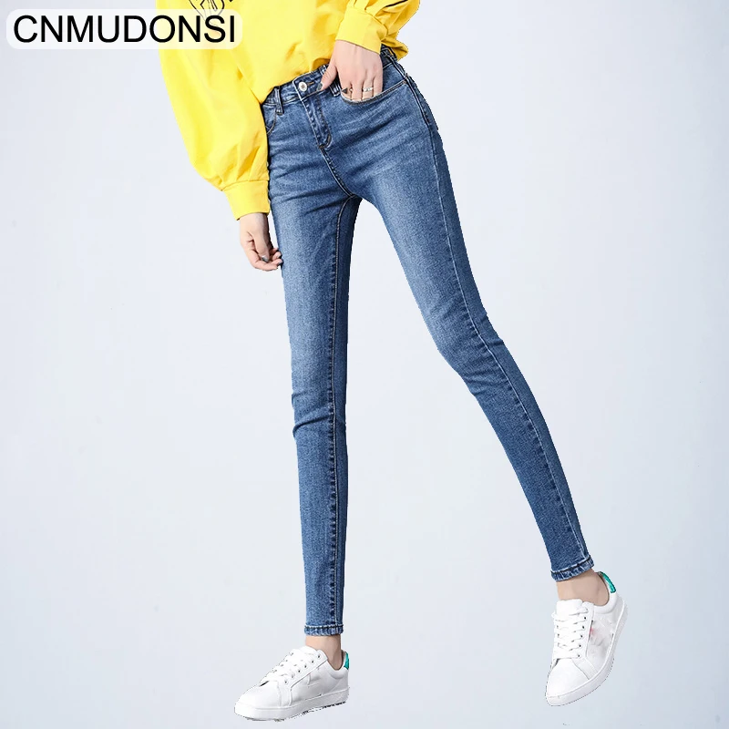 Джинсы для женщин черные джинсы с высокой талией женские эластичные размера плюс