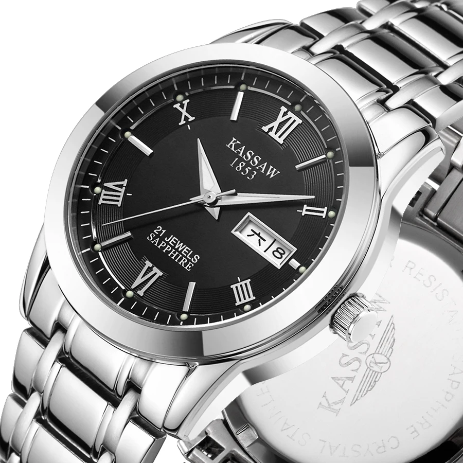 Kassaw бренд мужской полный нержавеющей стали военные часы кварцевые погружения