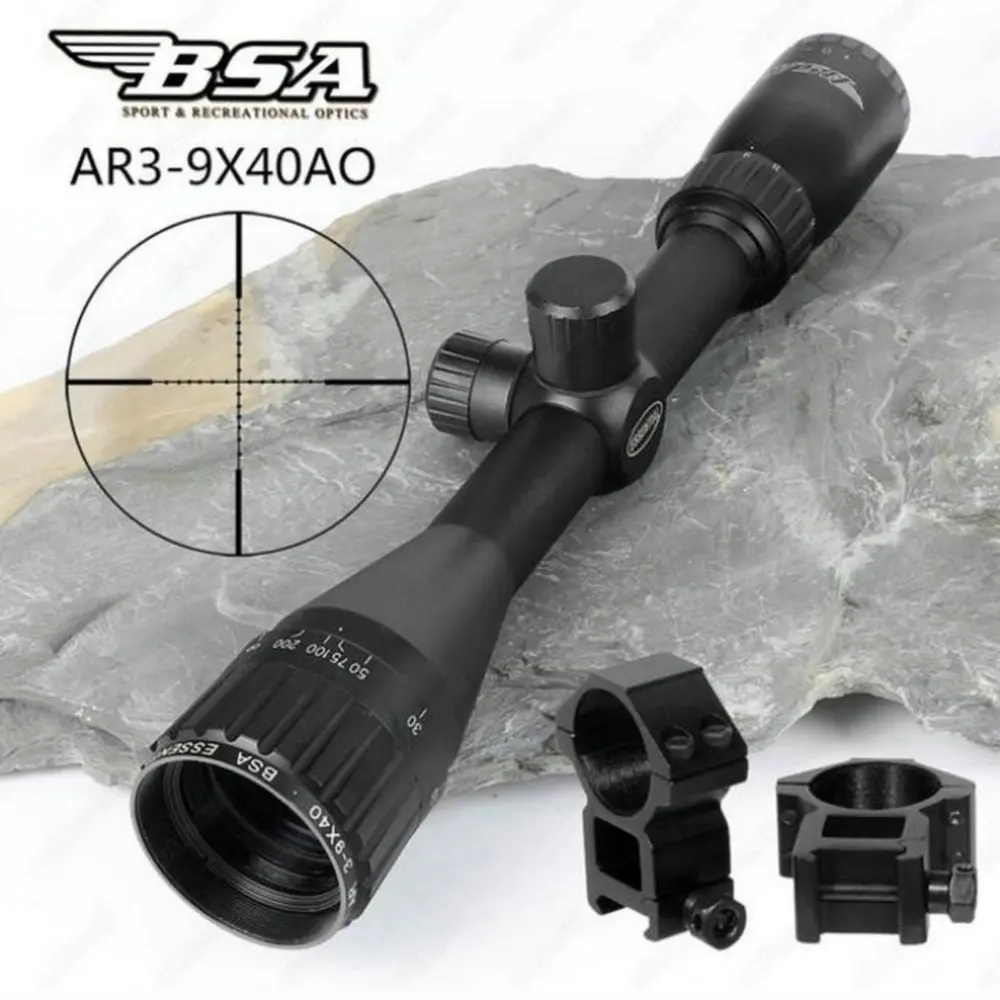 BSA эфирный AR 3-9x40 AO охотничий винтовочный оптический прицел Mil точка сетка стрельба Воздушный пистолет винтовка Прицелы прицел с металлической крышкой объектива