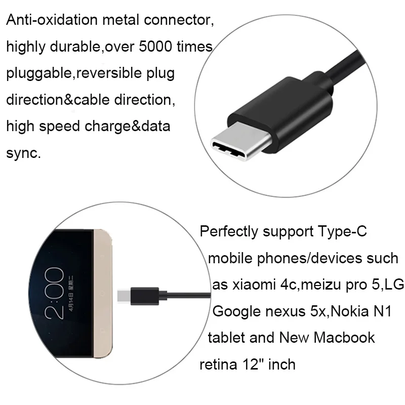 1 м USB-C 3 type C кабель для быстрой зарядки или + EU зарядное устройство Elephone p9000/m3/Ulefone