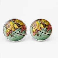 mens glamour shirt globe cufflinks earth planet earth world map ball charm button ornament