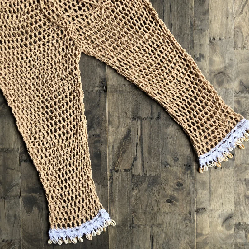 Женский купальник бикини ручной работы вязаный крючком с глубоким вырезом