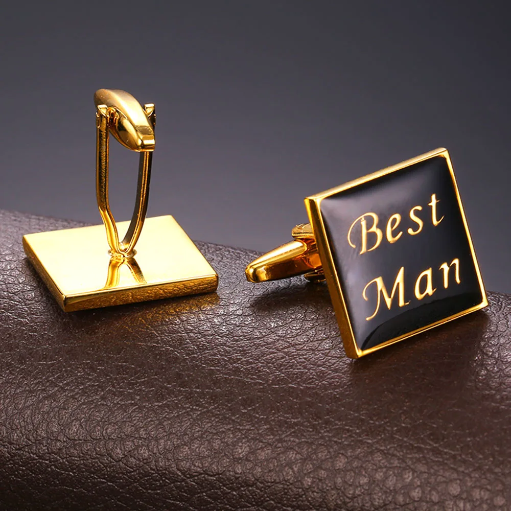 Запонки мужские золотистые подарок на день отца роскошный дизайн свадебные