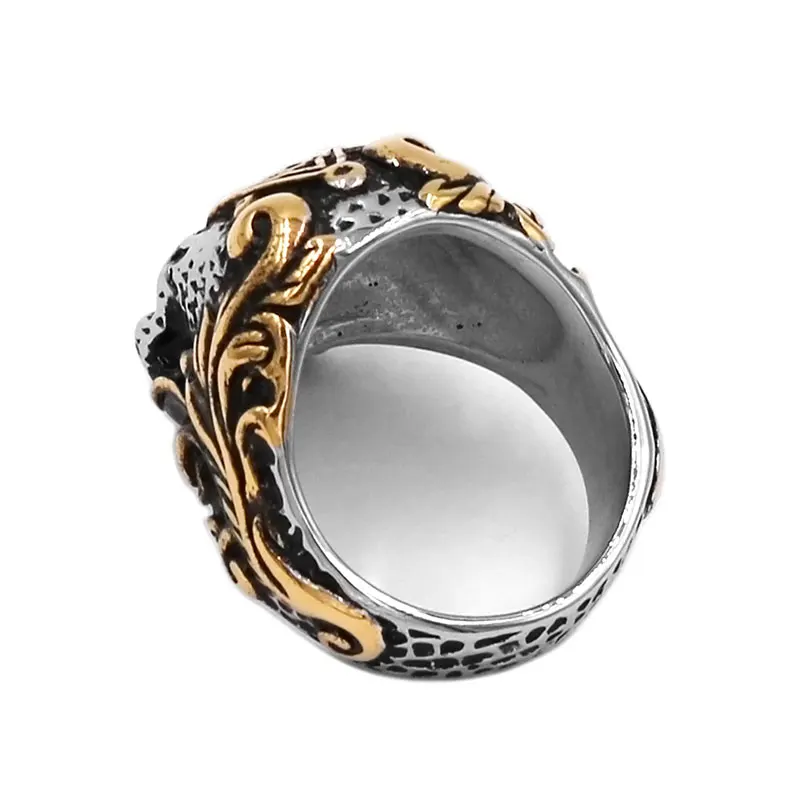 Золото масонского черепа кольцо байкера из нержавеющей стали ювелирные изделия