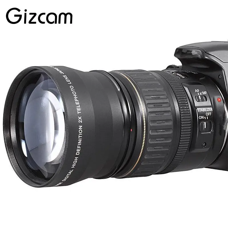 Gizcam Профессиональный 52 мм 2x телеобъектив конвертер для Nikon D5100 D3200 D70 D40 DSLR камера телескопическая объектив