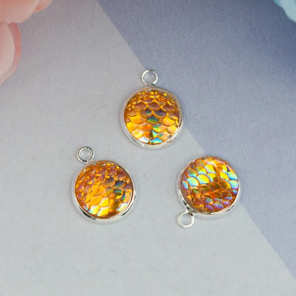 DoreenBeads медные и Русалочка из смолы рыбы/Dragon Scale круглые подвески цвета фуксии АБ