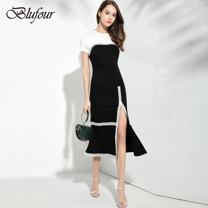 Blufour/модное женское сексуальное летнее асимметричное платье с коротким рукавом