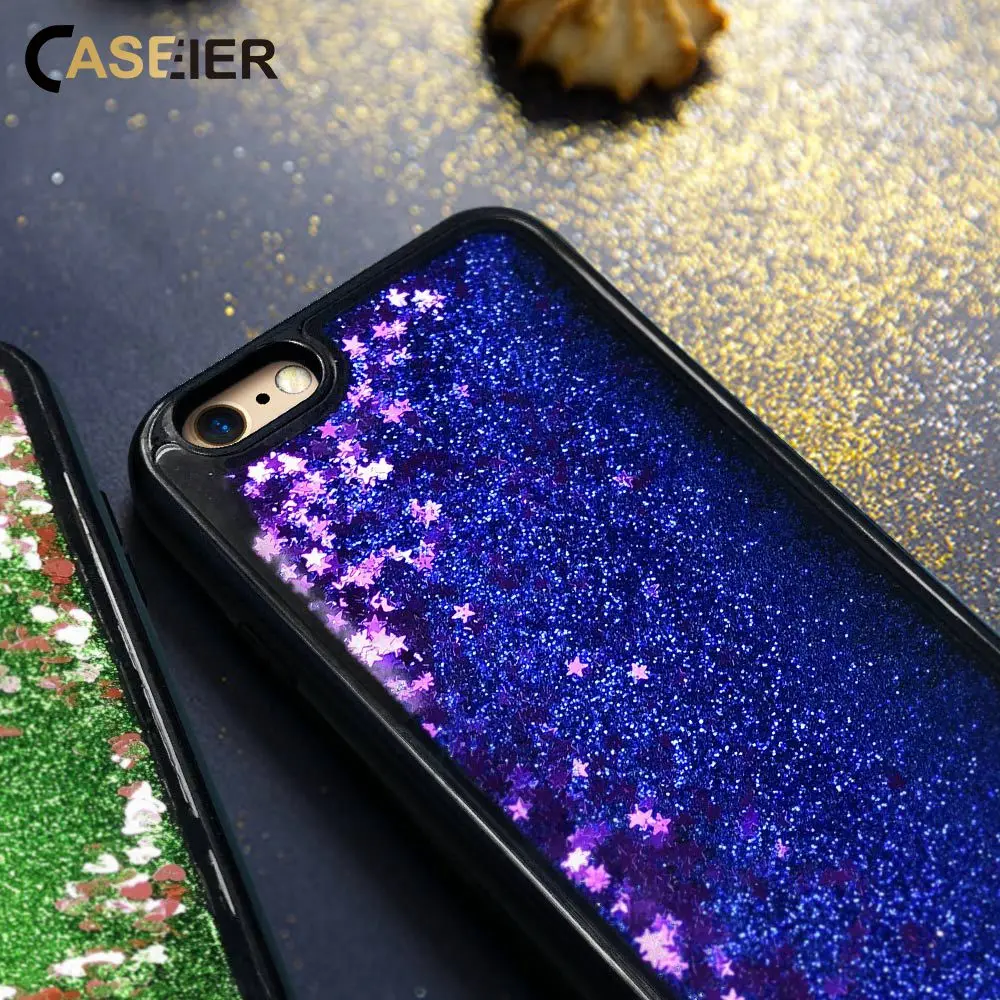 CASEIER Glitter Quicksand Case For iPhone 6 7 8 Plus X Soft TPU Edge Phone Cases 6S Girly Accessories |