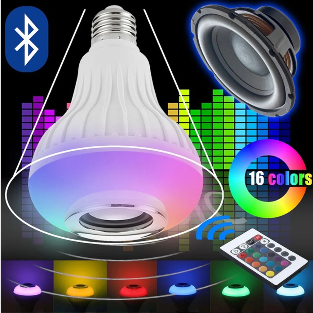 СВЕТОДИОДНЫЙ беспроводной свет лампы bluetooth динамик RGB 12 Вт умная музыкальная игровая лампа+ пульт дистанционного управления