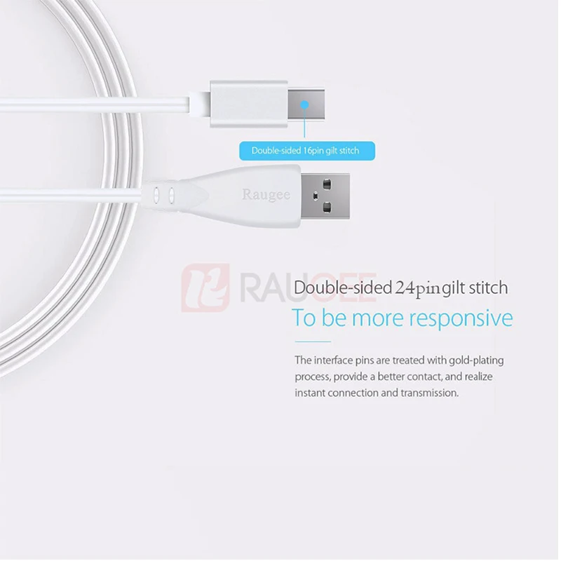 Кабель Raugee Type-C USB 1 м для зарядки и передачи данных адаптер зарядный кабель Blackview