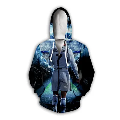 Zip hoodies PLstar Cosmos Cristiano Ronaldo с 3D принтом Толстовка/куртка/мужские и женские хип-хоп рубашки размера плюс XS-7XL - Цвет: Zip hoodies