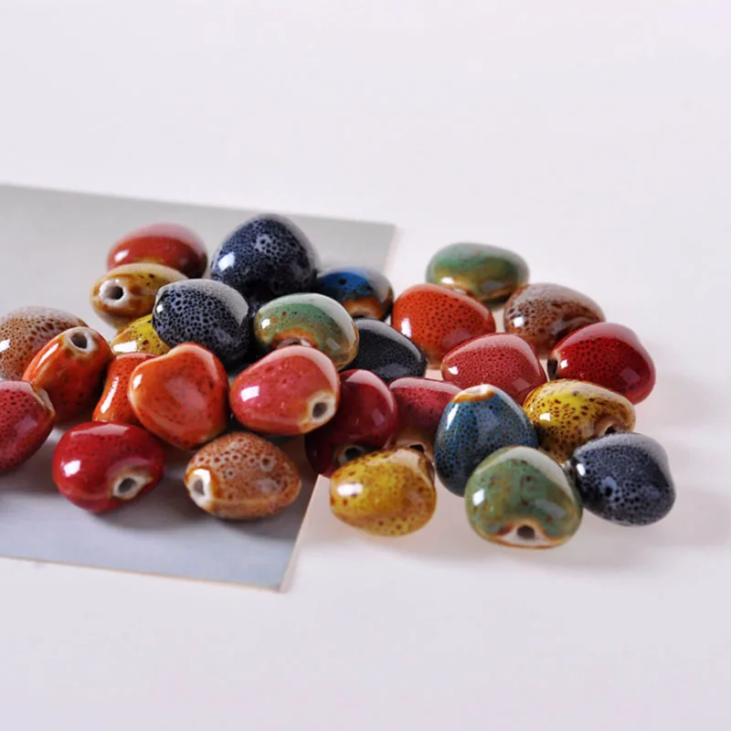 

10pcs/lot 15mm*16mm Heart-shaped Ceramic Beads Diy/Handmade Porcelain Hole Beads for Necklace Bracelet Earrings Jewelry Making