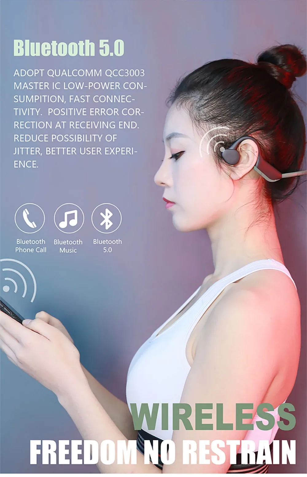 J20 наушники костной проводимости Беспроводные Bluetooth 5,0 наушники IP56 водонепроницаемые спортивные стерео наушники с микрофоном