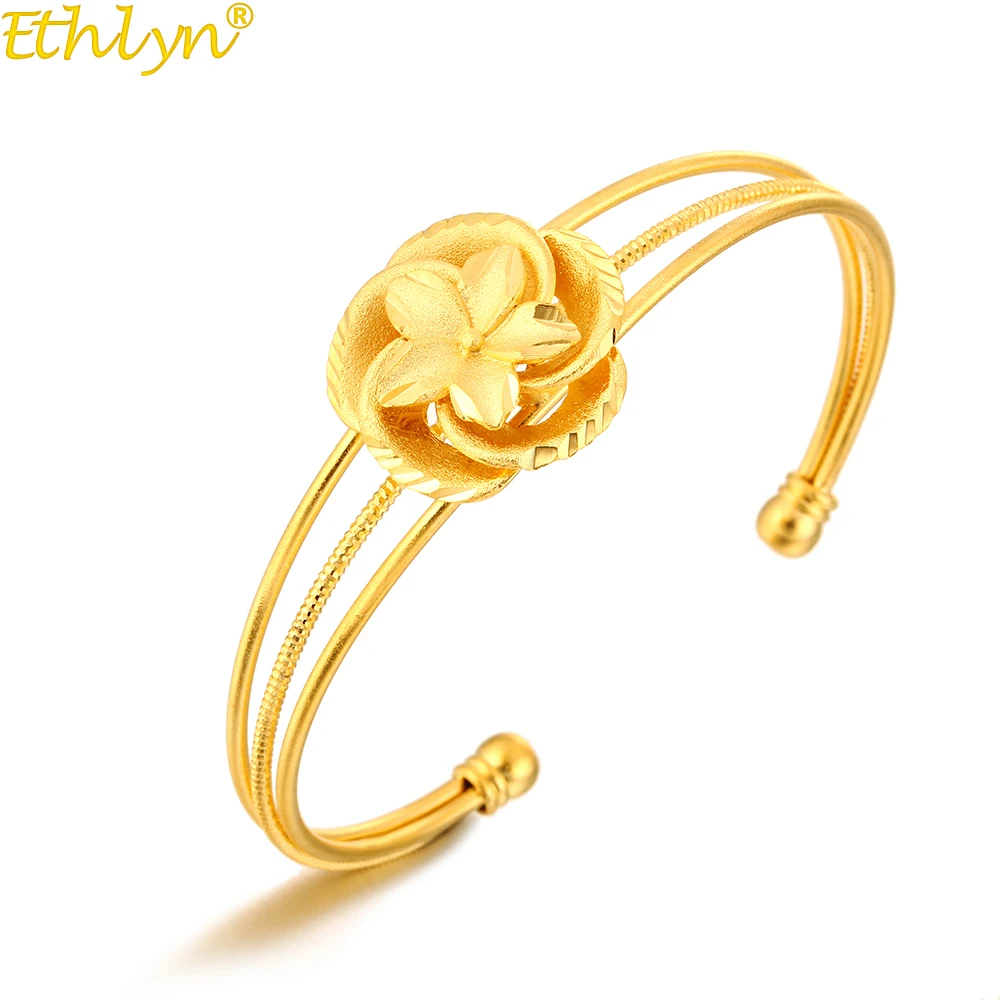 Ethlyn Jewelry Valentine's Day Gifts Gold Color Adjustable Women Bangles Fashion Charming Design B87 | Украшения и аксессуары