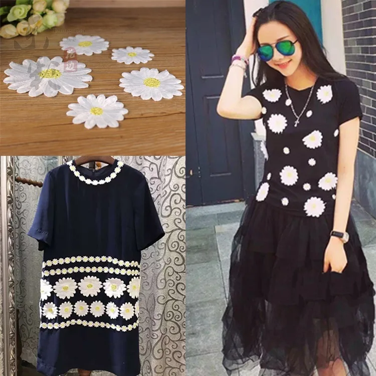 Молочная шелковая желтая хризантема Водорастворимая Вышивка нашивка для шитья