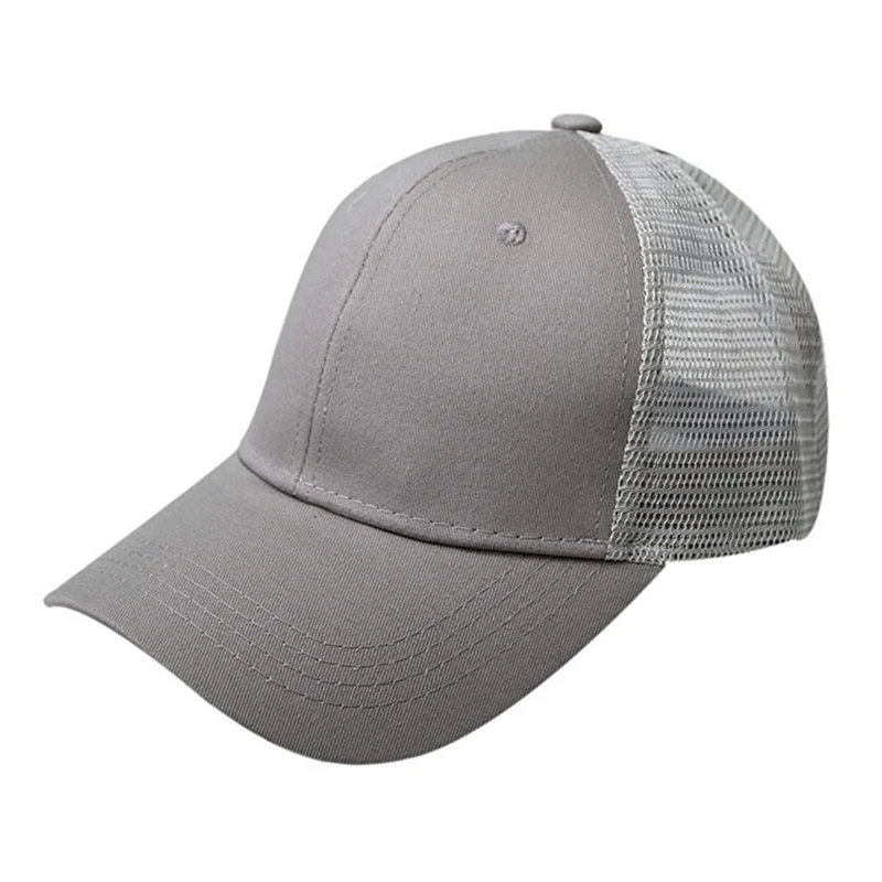 Конский хвост бейсболки женские грязный булочка Snapback Лето сетчатые шляпы повседневное спорта тенниса кепки s Прямая шляпа кепки - Цвет: GY