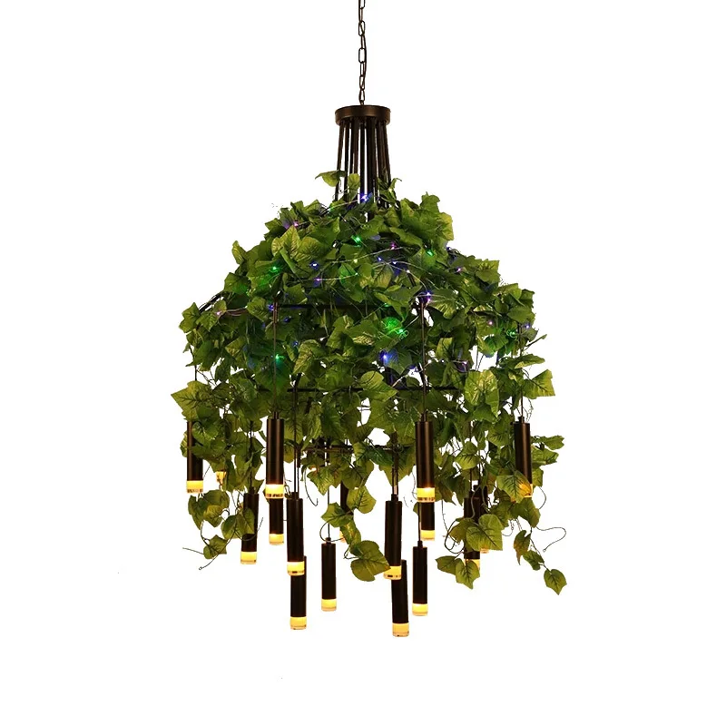 구매 음악 식사 바 샹들리에 남자 커피 레스토랑 녹색 식물 조명 산업 바람 별이 빛나는 식물 샹들리에