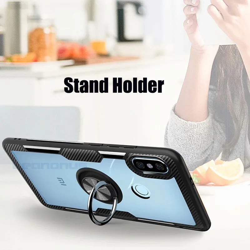 Ultra Thin TPU Bumper Case For Xiaomi 8 8SE Metal Ring Stand Holder Clear Back Cover Redmi Note 5 Pro Anti-Knock Coque | Мобильные
